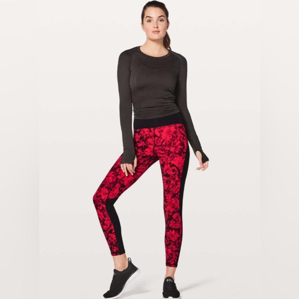 Lululemon Train Times Fast Pace Pant Special Edition 25” Carminetrue Red Black